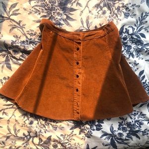 Brandy Melville brown velvet button up skirt
